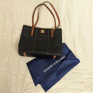 Dooney and Bourke Pebble Grain Lexington Shopper in black w/tan trim